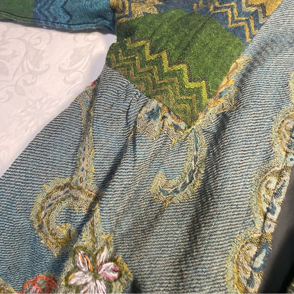 Soft Surroundings Green Izmir Wool Tapestry Embroidered Kimono Open Front XS - Picture 5 of 11